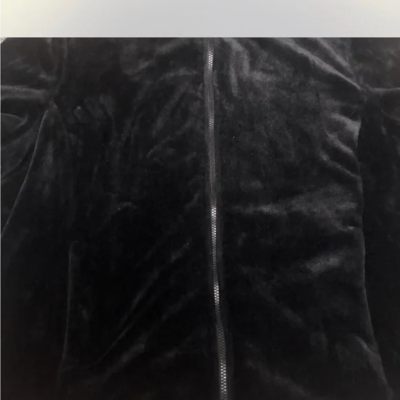 Black Velvet faux fur  Zip-Up Jacket - Picture 2 of 8